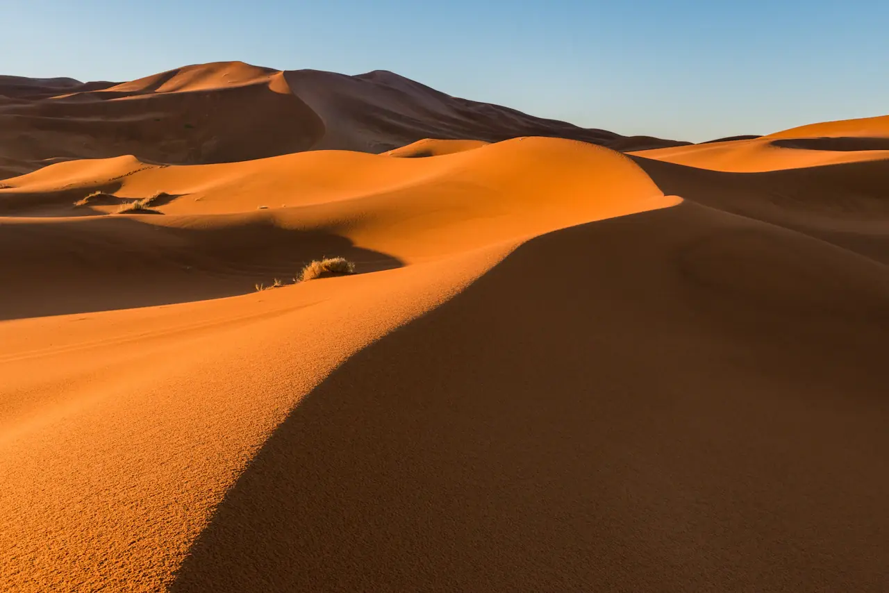 Orange Sahara dunes at Merzouga